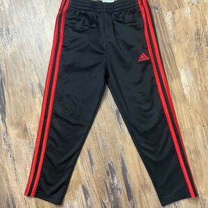 adidas Black Joggers with Red Side Stripes